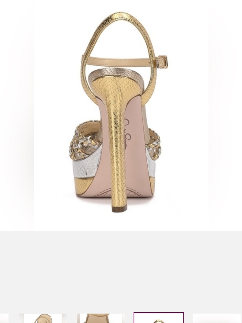 Jessica Simpson Gold and White Braided Platform Ankle-Strap Heels - Picture 7 of 7